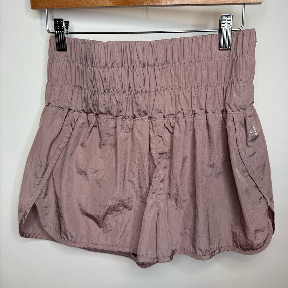 Free People Pink Athletic Shorts High-Waisted Elastic